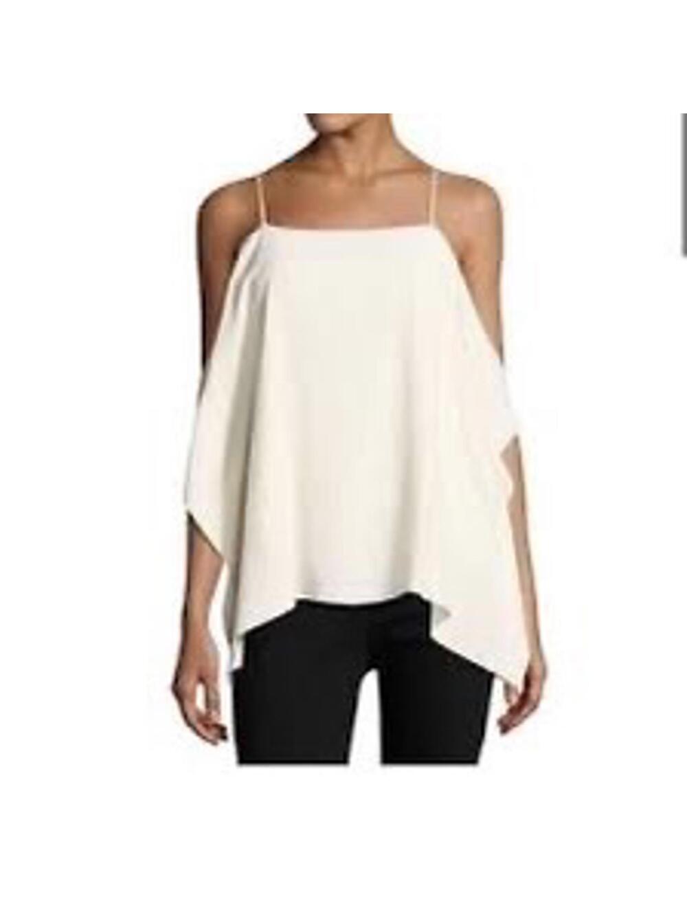 Theory Petteri Rosina Cold Shoulder Crepe Blouse Ivory Size Medium